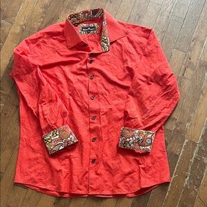 Women's Red Paisley Collar Blouse